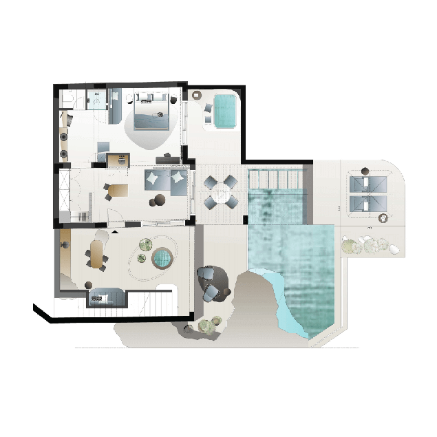 Hideaway Villa with Private Pool and Spa Bath Layout